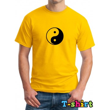 Yin Yang Design Printed Yellow T-Shirt alphaQ