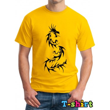 Dragon Design Printed Yellow T-Shirt alphaQ