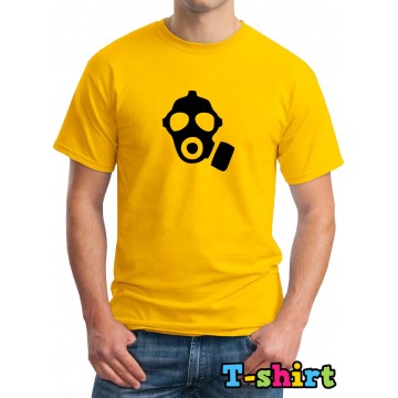 Gas Mask Design Printed Yellow T-Shirt