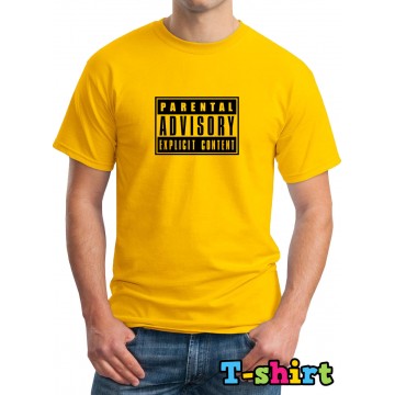 Parental Advisory Design Printed Yellow T-Shirt